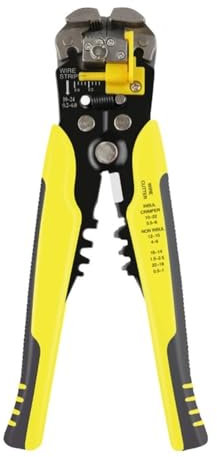 KM - Pinza spelafili automatica, strumento di riparazione per elettricisti, spelafili, colore: giallo