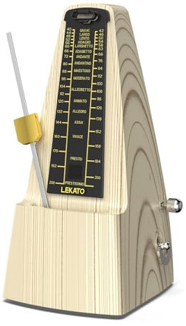 LEKATO Mechanisches Metronom | Verbesserte Version mit metallenes Getriebe | Universales Metronom mit betonter Glocke für Klavier Gitarre Ukulele Violine und Chromatik - lauter Klang, hohe Genauigkeit
