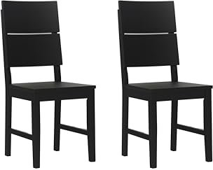 Woodroom Kota 2er Stuhl-Set – Massivholz Hevea, schwarz lackiert & pflegeleicht, Moderne Küchen- & Esszimmerstühle im schlichten Design