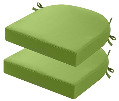 PRIMEPATIO Sitzkissen Outdoor 45x45, 2er Set Wasserdicht mit Bändern | Wasserdichtes Stuhlkissen für Gartenmöbel und Terrassenstühle, Polsterung für Balkon Terrasse und Außenbereich Grün