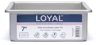 LOYAL Elite Square Cake Pan Moule à gâteau, 18x18 cm | Moule carré en Aluminium, Répartition uniforme de la chaleur, Robuste & Inoxydable, Pour gâteaux, Desserts & pâtisseries