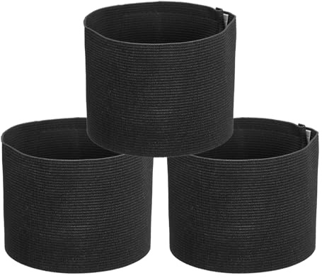 PATIKIL Fascia Capitano Calcio, 3Pz Fascia Braccio Capitano Calcio Fascia Braccio Capitano Elastica Fascia Braccio Sport per Capitani per Gioventù Squadra Calcio Allenamento Nero