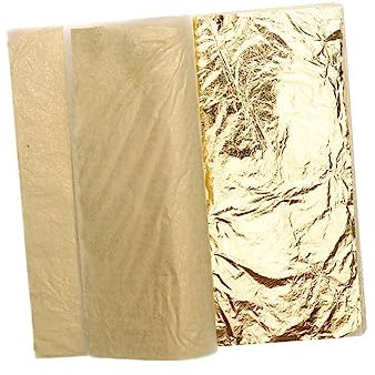 PHENOFICE 100blätter Imitation Gold Leaf Glänzende Blattmetallfolie Für Basteln Kunst Dekoration Vergoldung Und Möbelgestaltung