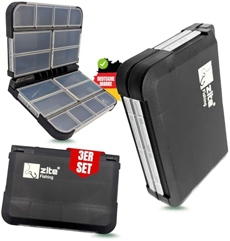 Zite Fishing Pocket Köderbox Angeln 3er Set | 3 Kleinteile Boxen je 16 | Fächer einzeln verschließbar | Angelbox für Snaps, Wirbel & mehr | Sortierbox Terminal, Tackle Box angeln Angel Box