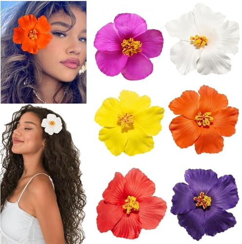 6 st blomhårklämmor hårklämmor med orkidéblommor, blomma brosch hårnålar, hårklämma för fest bröllop halloween karneval maskerad smink