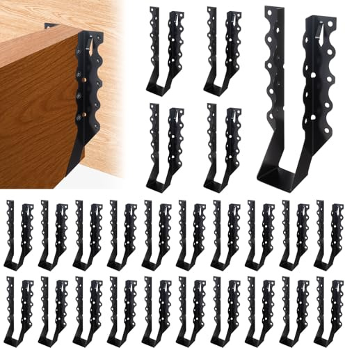 Mixiflor 25 Pcs 2x8 Joist Hangers for Wood, 20 Gauge Face Mount Joist Hanger with Black Powder Coating, Hurricane Tie Brackets for Deck, Floor, Ceiling, Roofs