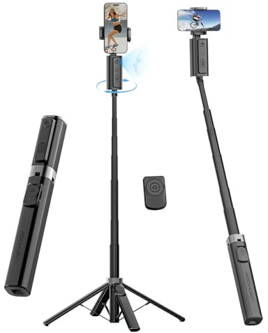 AOCHUAN Trépied de suivi du visage pour iPhone et Android, perche à selfie extensible de 144 cm, télécommande, sans application, contrôle gestuel, essentiel