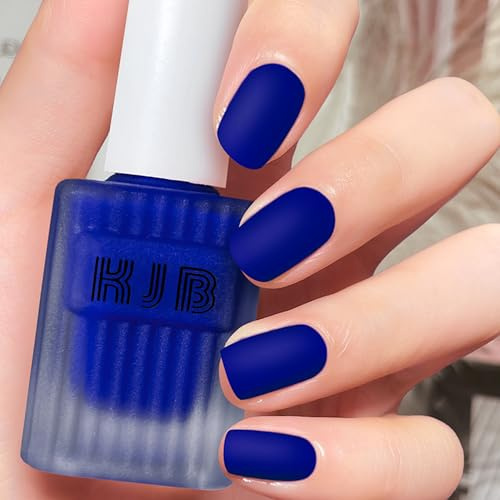 Blau Matte Nagellacke – Schnell Trocknend Ungiftig – Langanhaltender Wasserbasierter Nagellack für Frauen Nail Art Maniküre Kunst Ohne UV-Lampe, Regulärer Nagellack, 12ml (Blue)