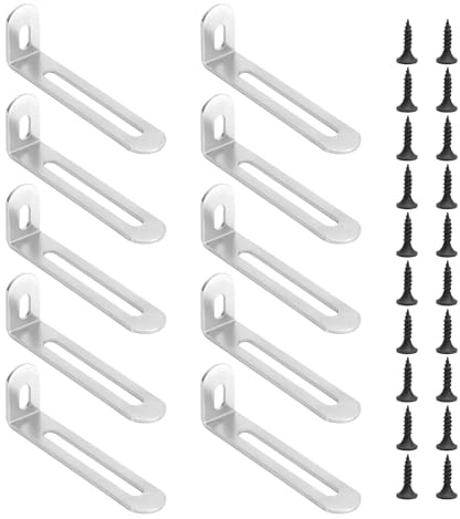 APOMOONS 10 connettori angolari 72,5 × 24 × 15 mm, connettore angolare, angolo di fissaggio a forma di L con 2 fori lunghi, angolo di montaggio per mobili in legno