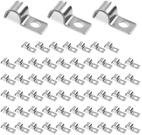LERANXIN Tuyau U Clips pour Tuyau M8, 60 Pièces Collier de Serrage en U, Acier Inoxydable 304 Fixation Cable-Electrique, Monotrou Serrage U-Collier de Serrage Tuyau, pour Maison, Entrepôt, Jardin