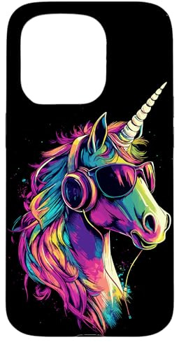 Licorne Coloré Arc-en-ciel Cavalière Chevaux Équitation Coque pour iPhone 15 Pro