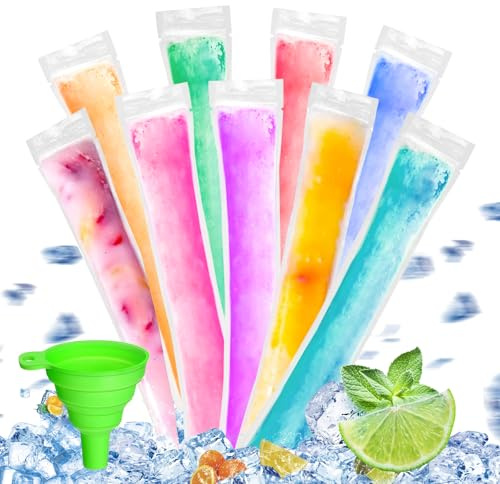 Sacs Popsicle,200 pcs Sachet Glace à L'eau,Moule Sacs Popsicle,Pochettes Popsic-l Moule,Sa-cs de Sucettes Glacées,Moul-e à la Gla-ce Pop Ensemble,pour yaourt,jus et smoothies