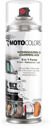 MotoColors Wohnwagen- & Camperlack 3 in 1 Farbe Sprühfarbe 400ml - Primer, Rostschutz, Lack - RAL9005 - Tiefschwarz Seidenglanz