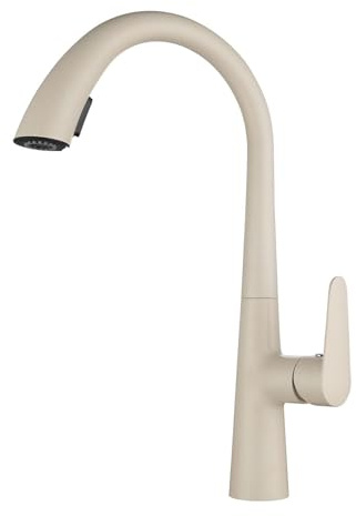 Rubinetto Cucina con Doccetta Estraibile Girevole 2 Modalità Rubinetteria Cucina Estensibile Ottone-Colore Della Farina D'Avena