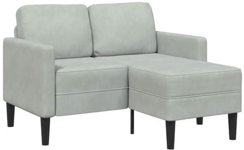 ZQQLVOO L-Form Sofa mit Chaiselongue Hellgrauer Samt 125 cm 2-Sitzer Polstergarnitur für Wohnzimmer mit robustem Metallholzrahmen
