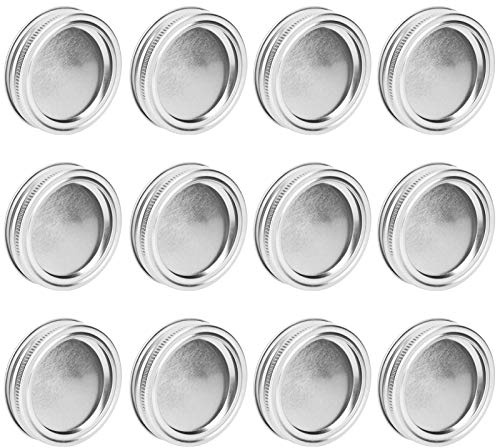 Yosoo Health Gear Burklock, Plåtburklock för Konservering Delad Typ Regular Munskydd 70 Mm 12 St med Tätningslager Enkel Rengöring för Honungssylt Te Kaffeförvaring (XH00177 silver)