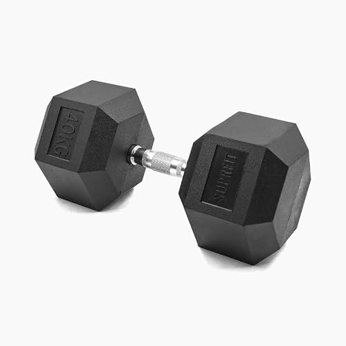 SUPRFIT - Hexagon Kurzhantel einzeln mit gummiertem Eisenkern - Fitness Gewichte Hanteln 1-50 kg mit rutschfestem Chromgriff - Premium Kurzhantel für Calisthenics, Krafttraining & Crossfit Übungen