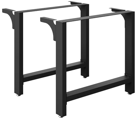 Wiltec Tischbeine aus Stahl 2er Set 90x72cm Vierkantrohre in schwarz pulverbeschichtet Tischkufen Tischgestell Tischuntergestell