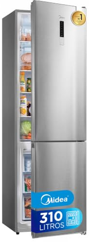 MIDEA Frigorífico Combi No Frost 60 cm ancho x 188 cm Inox - Nevera combi libre instalación 224 L + 86 L Congelador - Refrigerador de bajo consumo con congelador vertical No Frost (COMBI 60 CM | INOX)