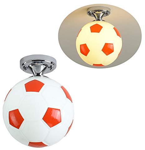 Wankd Fußball Deckenleuchte, Kinderzimmer Balkon Licht kreativ Fußball Deckenleuchte leuchtet Moderne LED Junge Mädchen Augenschutz Deckenleuchte E27 (Rot)