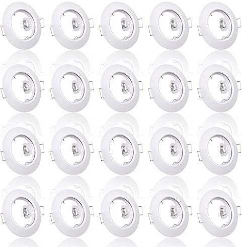 20x Einbaustrahler IP20 mit GU10 Fassung RUND weiß Einbauspot Einbauleuchte Rahmen Rostfrei Deckenspot Strahler Spot 863A-TP