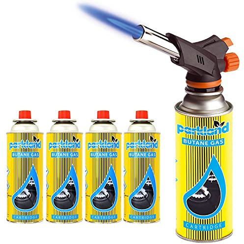 Faboer Blow Torch Butane Flamethrower Weed Burner Welding Gas Auto Ignition Soldering (Torch + 4 Refills)