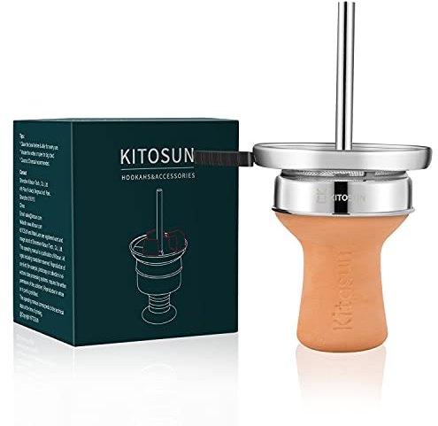 Kitosun Hookah Bowl Set - Kitosun Hookah Accessories Vortex Ceramic Hookah Bowl with 5 Holes Screen Charcoal Holder with Chimney Heat Management Device for Shisha Narguile Smoking