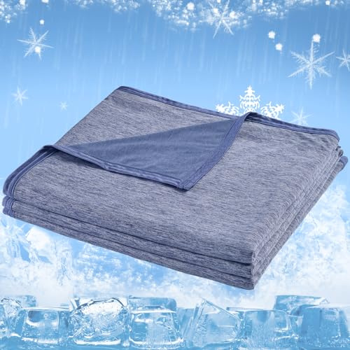 CHOSHOME Manta Verano con Fibra de Enfriamiento, Q-MAX>0.45 Manta Fina para Sofá o Cama Alivia Sudor y Mejora Calidad de Sueño 200 * 220CM Azul