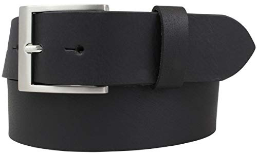 BELTINGER Gürtel mit Edelstahl-Gürtelschnalle aus Vollbüffelleder 4 cm | Jeans-Gürtel für Damen Herren 40mm | Leder-Gürtel aus Büffelleder 4cm