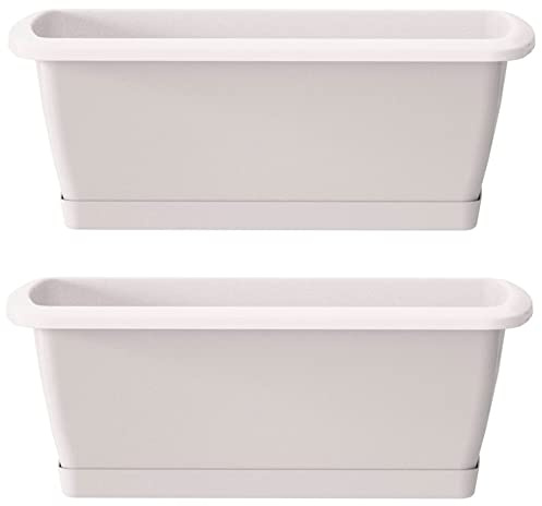 WELL HOME MOBILIARIO & DECORACIÓN 2X Jardinera Respana con Soporte de plastico en Color Blanco 78,6 (Largo) x 18,4 (Ancho) x 14,5 (Alto) cm