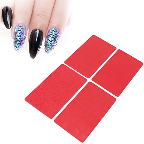 Plantilla de Estampado de Uñas, Plantilla de Impresión de Uñas en Relieve 3D de 4 Piezas, Molde de Plantilla de Tallado de Uñas de Silicona Suave para Salón DIY para Uñas de Gel UV