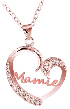 GUOYU Cadeaux Mamie Grand-mère Collier Mamie Femmes,Cadeau Noël pour Mamie,Cadeaux Fête des mères pour Mamie,Cadeau d'anniversaire Femme (Or Rose)