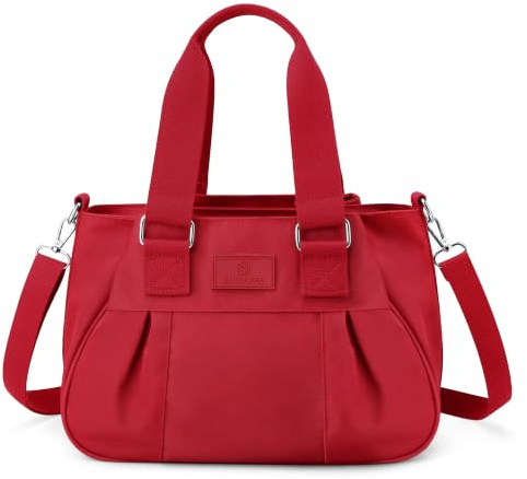 DORRISO Umhängetasche Damen Handtasche Reise Schultertasche Leicht Umhängetaschen Arbeit Täglich Urlaub Casual Schultertasche Wasserdicht Nylon Damen Umhängetasche Rot A