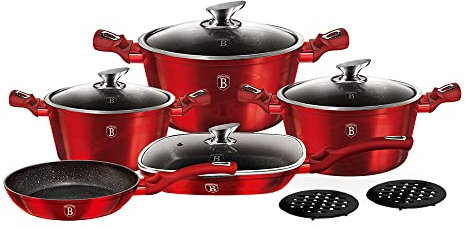 Batteria di pentole Berlinger Haus BH/7142 Metallic Line Edizione Borgogna