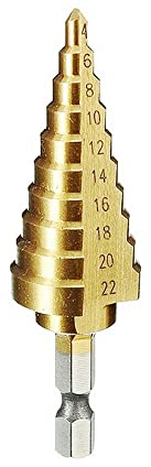 BAtlam 1 Stück HSS Titan Stufenbohrer Kegelschneidwerkzeuge Holzbearbeitungswerkzeuge Zubehör Holz Metallbohrer 3-12 3-13 4-12 4-20 4-22 mm 4-32 mm (Größe: 4-32 mm Sechskant) (4)