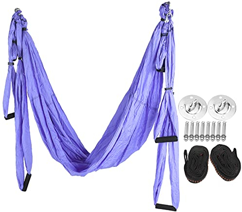 Jauarta Ultraleichte Yoga-Hängematte, Anti-Schwerkraft-Yoga-Schaukel-Hängematte, Heim-Fitness-Zubehör (Blau Lila)