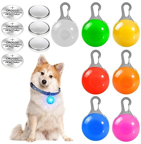 7 Stück Hunde Leuchtanhänger LED Blinklicht, Hundehalsbandanhänger für Hund Katzen, Haustier Leuchthalsband mit 3 Blinkmodis Sicherheitslicht Schlüsselanhänger für Schulranzen, Kinder, Jogger