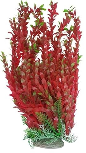 Jumbo Extra Large Red and Green Seaweed Artifical Foliage 19-20 Inch (50-52cm) Tall, Fish Tank Pond Foliage Ornament | Extra Long Plastic Aquascaping Decoration