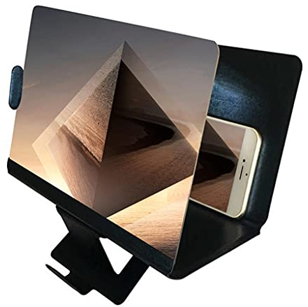 8-Zoll-3D-Telefon-Bildschirmlupe Stereoskopische Verstärkung Desktop Faltbare Lederhalterung Handyhalter Tablet-Halter (Farbe : Blau) (Schwarz)
