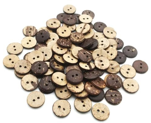 100 Stück Holzknöpfe aus Kokosnussschale - Vintage Runde Knöpfe 13mm für Kinder Pullover und Mäntel Nähen -Natürliche Knopf Kokosnuss -DIY Bastelund Nähzubehör