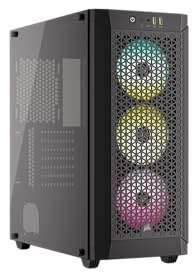 CORSAIR Boîtier PC ATX 480T RVB en Verre trempé - 3 Ventilateurs CORSAIR AR120 RGB Inclus - Convient jusqu'à 7 Ventilateurs de 120 mm et radiateurs jusqu'à 360 mm - Noir