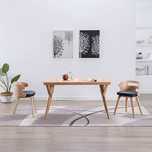THOYTOUI Esszimmerstühle 2 STK. Esstisch stühle Schminkstuhl Arbeitsstuhl Küchenstühle Geeignet für Schlafzimmer Küche Speisesaal Bar Schwarz Bugholz und Kunstleder