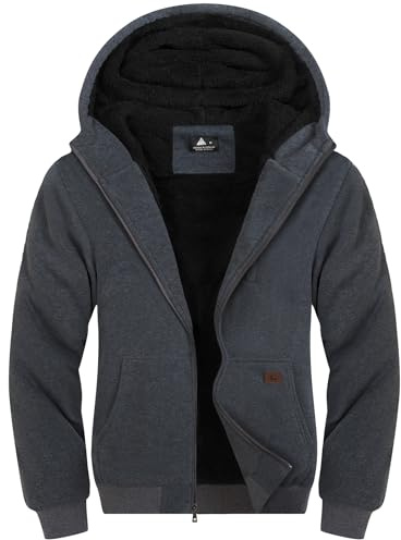 LLdress Giacca con Cappuccio da Uomo Felpa con Cappuccio con Cerniera Fodera Calda Giacca Invernale con Tasche Felpa in Pile per Escursionismo Campeggio
