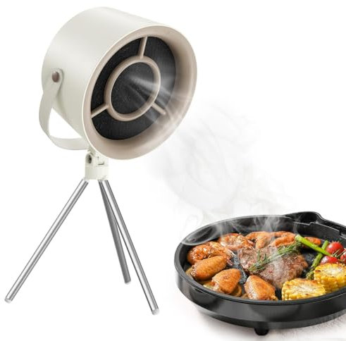 Portable Range Hood, Kitchen Exhaust Fan, Desktop Range Hood for Cooking, Detachable Mini Extractor Hood with 3 Speed, 5 Changeable Filter, Strong Suction for Indoor BBQ, Hot Pot