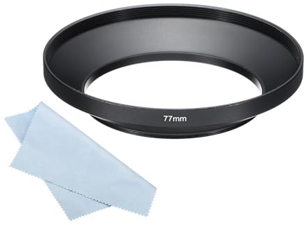 PATIKIL 77mm Paraluce, Ampia Superficie Opaca Antiriflesso Interno con Panno per Pulizia per Obiettivo Fotocamera, Nero