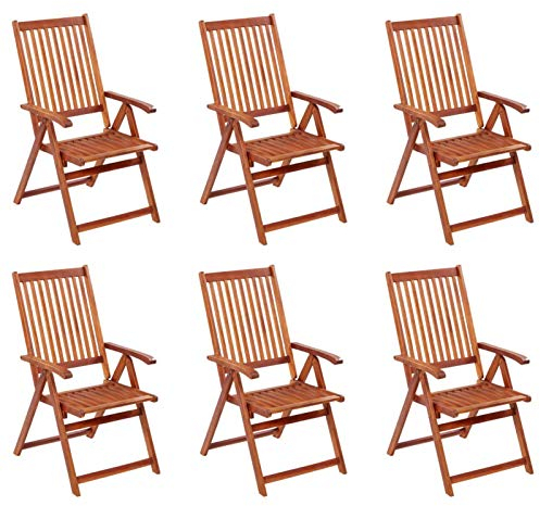 ShCuShan Klappbare Gartenstühle 6 STK. Stuhl Klappbar Outdoor Gartenstuhl Klappbar Outdoor BalkonstüHle Gartensessel Wetterfest Massivholz Akazie 3065516