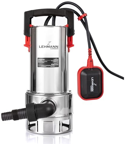 LEHMANN Pompa Sommersa con Galleggiante Integrato per Acqua Sporca e Pulita, 1100 W, con Motore a Induzione Brushless, Portata 16500 l/h, Altezza di Mandata 10,5 m, Diametro 35 mm