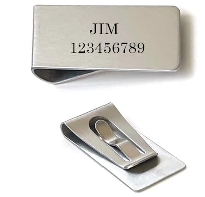 Personalisierte Geldklammer mit Gravur Edelstahl Geldscheinklammer Tragbare Geldklammer aus Metall für Bargeld Rechnungen Karten Dokumente für geldscheine Visitenkarte Kreditkarte