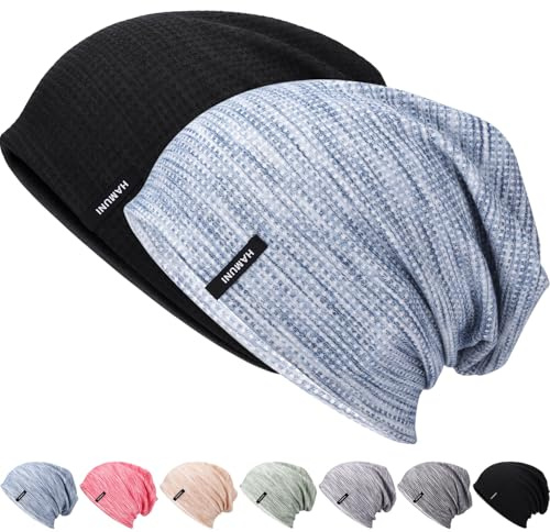 HAMUNI Mütze Herren Slouch Beanie Mütze Damen Leicht Winddichte Dünne Mütze Weiche Atmungsaktiv Longbeanie Ideal für Frühling Herbst und Winter