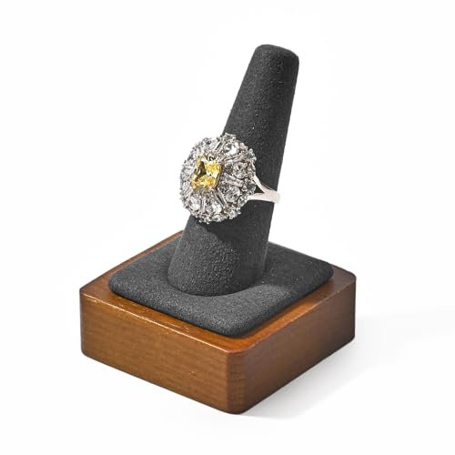 Papten Ringständer aus Holz mit einem Finger, Ringhalter, Schmuckständer, Schmuckhalter, Ringständer, Ringständer für Schmuck (grau)